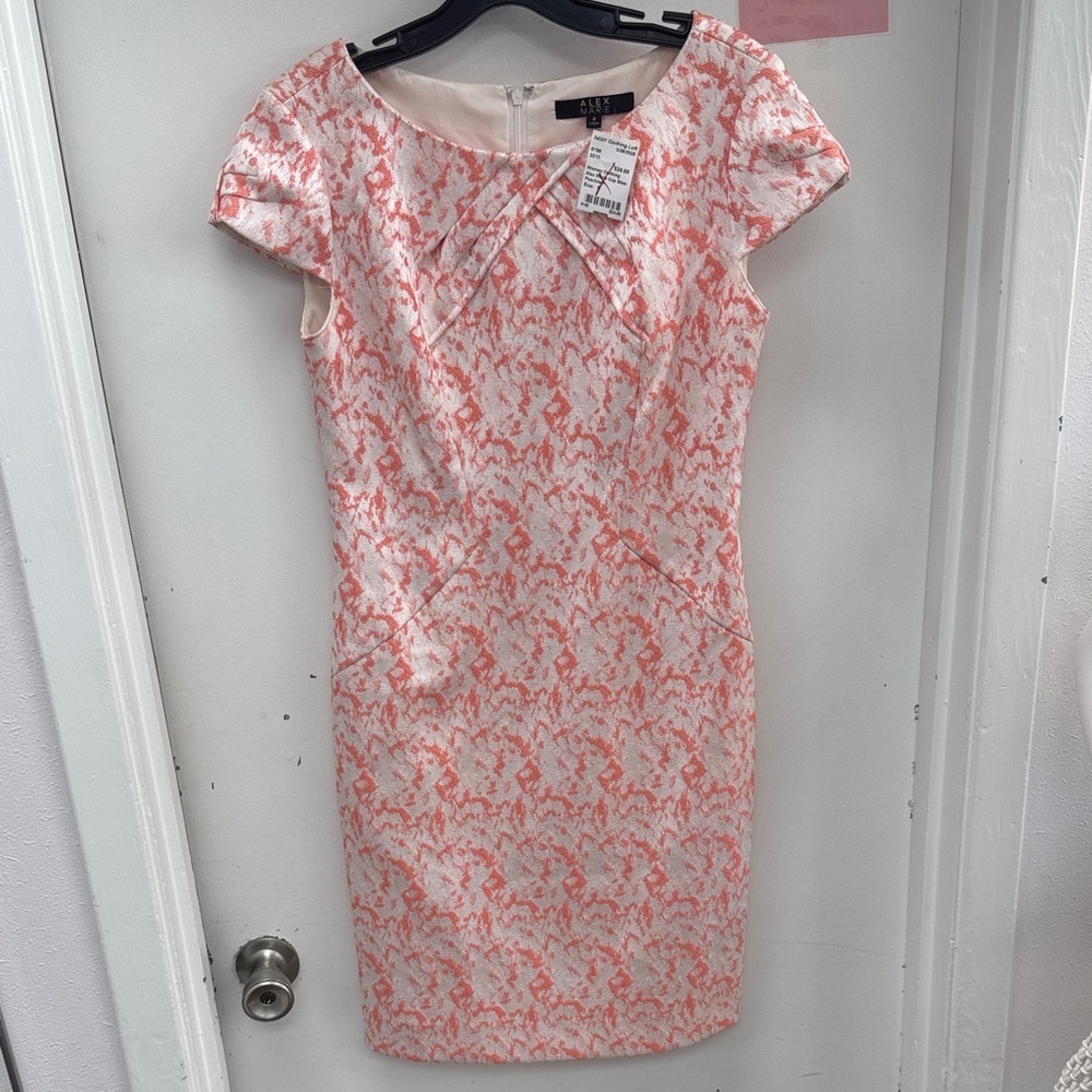 Alex Marie Pink and White Mini Dress Size 8